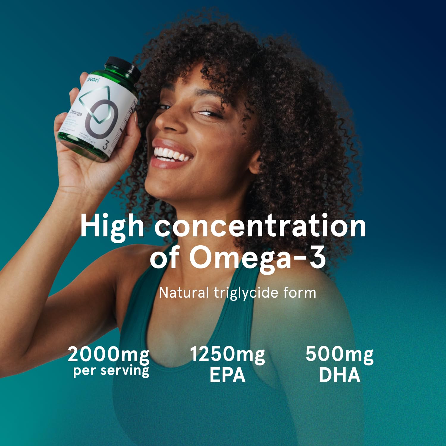 Puori Omega 3 Fish Oil Supplement - Ultra Pure & Burpless Wild Caught Fish Oil with 2000mg Omega 3 Fatty Acids,1250mg EPA & 500mg DHA Supports Heart, Brain & Eye Health - IFOS Certified - 120 Softgels - Maple Wellness Supplements