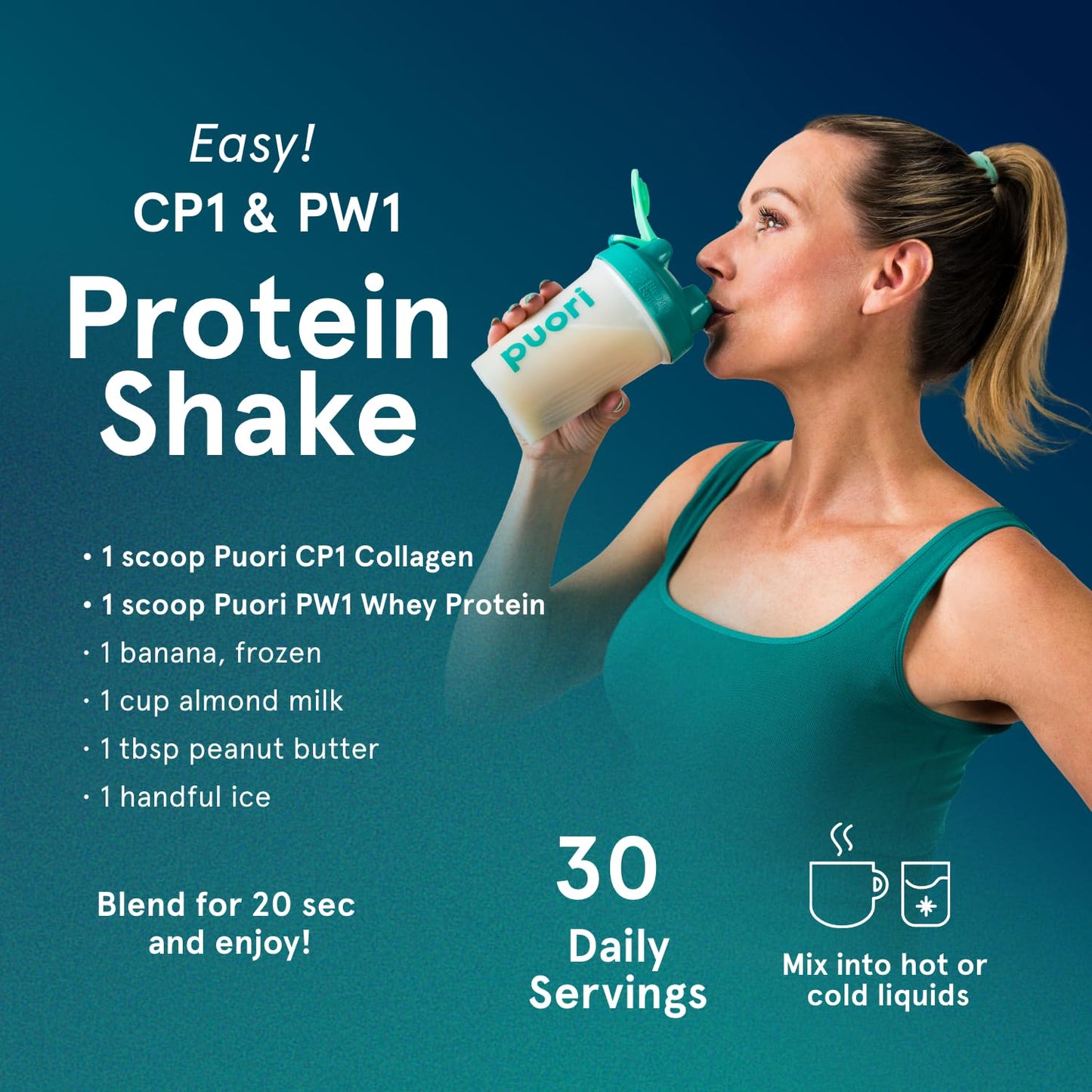 Puori Pure Collagen Peptides Powder, Unflavored - 10g of Grass-Fed Hydrolyzed Bovine Collagen Supports Skin Health, Hair & Nail Strength, Joint Pain & Mobility Support - 30 Servings - Maple Wellness Supplements