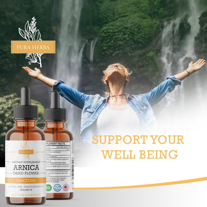 Pura Herba Arnica Liquid Extract – Alcohol-Free, Vegan, Supports Muscle Recovery & Joint Comfort, Fast-Absorbing Tincture, Made in USA – 2 Fl Oz - Maple Wellness Supplements