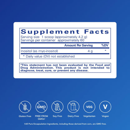 Pure Encapsulations Inositol (Powder) - Supplement to Support Energy, Nervous System & Ovarian Function* - with Myo-Inositol - 8.8 Ounces - Maple Wellness Supplements