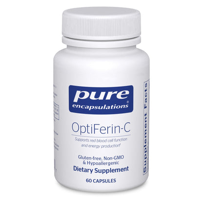 Pure Encapsulations OptiFerin-C - for Red Blood Cells & Energy - Iron Absorption Support - Energy Supplement* - Vitamin C Enriched - Gluten Free & Non-GMO - 60 Capsules - Maple Wellness Supplements