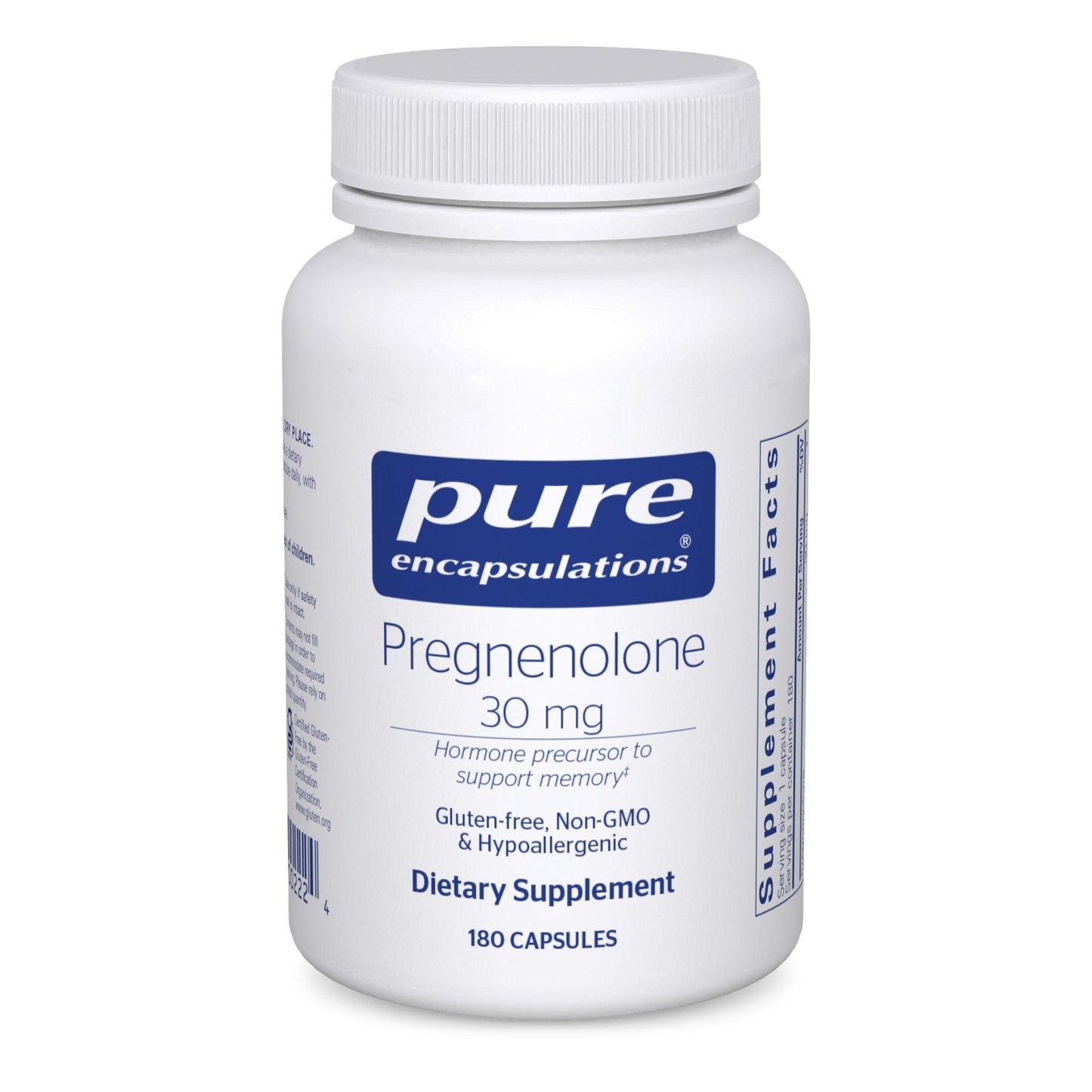 Pure Encapsulations Pregnenolone - 30 mg - Hormone Support - Memory Support - Gluten Free & Vegan - 180 Capsules - Maple Wellness Supplements