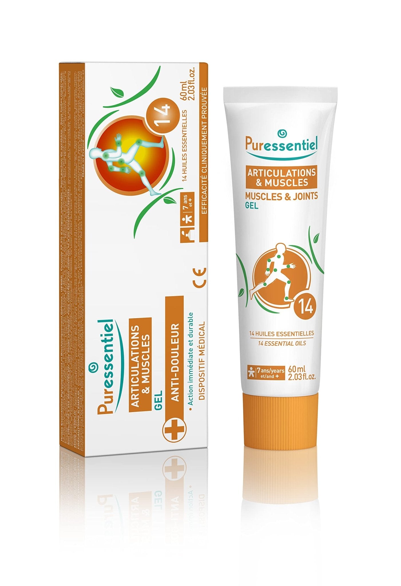 Puressentiel Muscles and Joints Gel - Soothing Gel for Muscle Relief and Knee Relief - Cooling Gel for Foot Relief - Back Gel - 2.02 oz - Maple Wellness Supplements