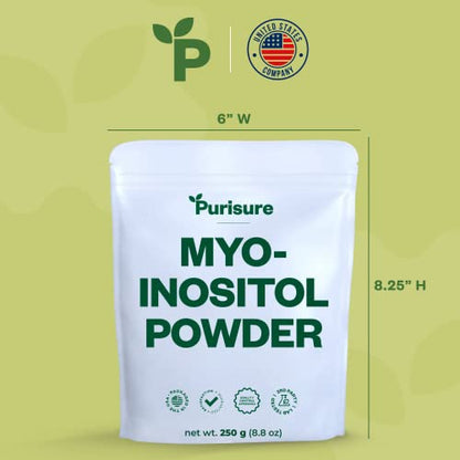 Purisure Myo-Inositol Powder, 250g, Fertility, Hormonal Balance and Ovarian Support - Maple Wellness Supplements