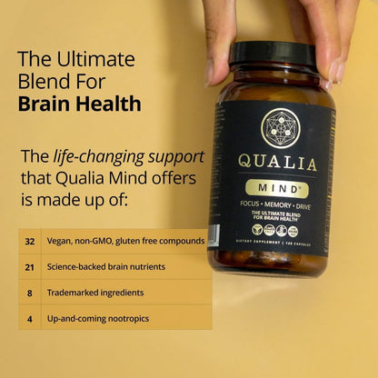 Qualia Mind — Beat Brain Fog | Doctor-Formulated Premium Brain Nourishment | Fuel Focus, Drive & Energy | 32 Ingredients Including Lion’s Mane, Cognizin™️, Ginkgo & More| 2 Week Supply* - Maple Wellness Supplements