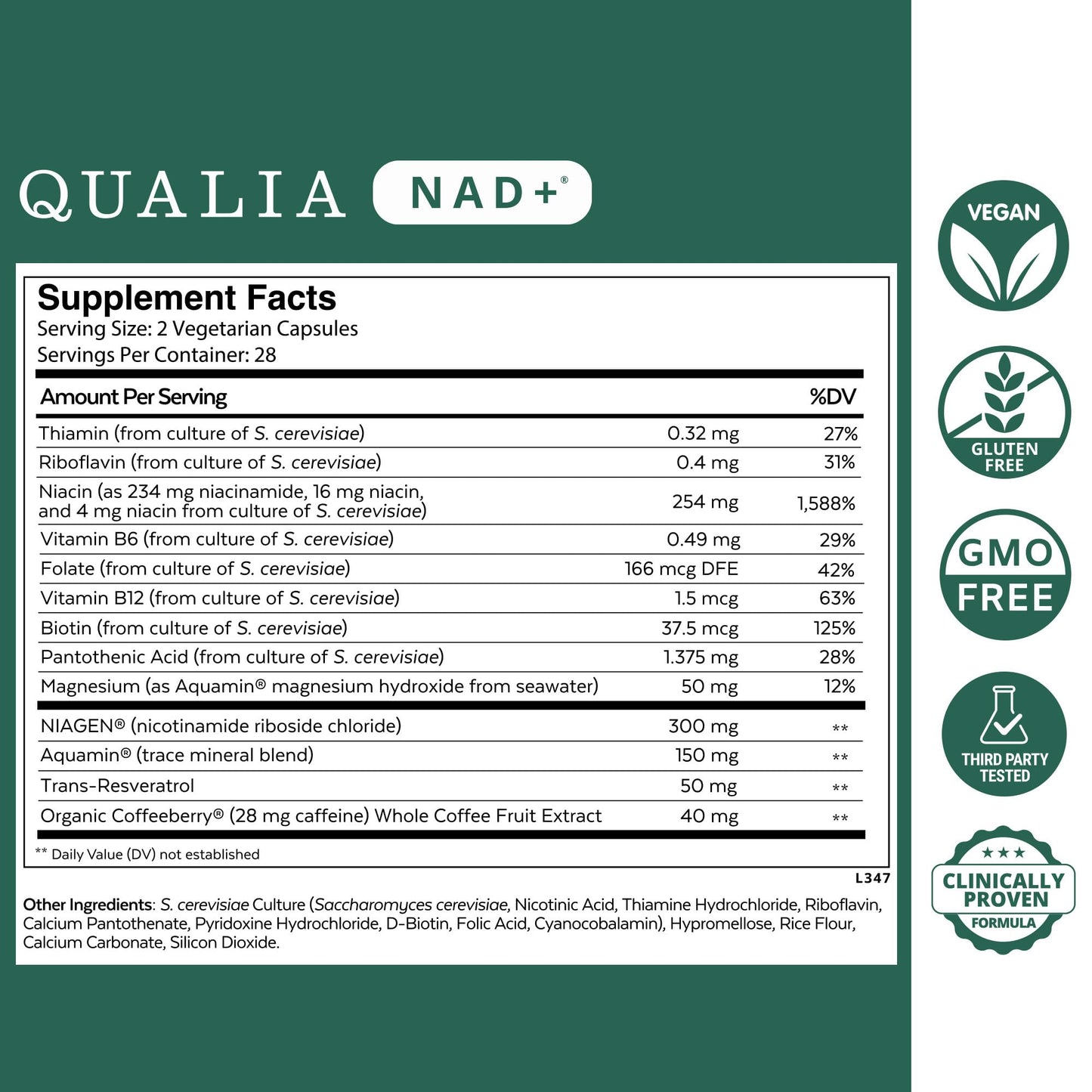 Qualia NAD Supplement — Clinically Proven to Boost NAD+ up to 67%. Optimized Aging, Energy, Focus. Elite NAD+ Booster Ingredients Nicotinamide Riboside (NIAGEN), Niacin, Niacinamide (1 Month Supply) - Maple Wellness Supplements