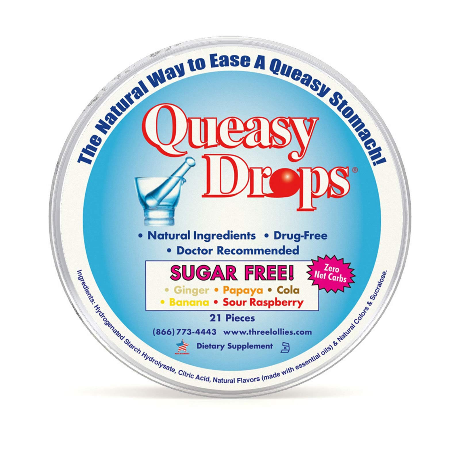 Queasy Drops Sugar Free! 21 Lozenges - Maple Wellness Supplements