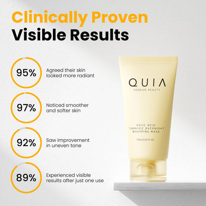 QUIA Turmeric + Kojic Acid Overnight Wrapping Mask – Hydration Mask for Glowing Skin - Maple Wellness Supplements