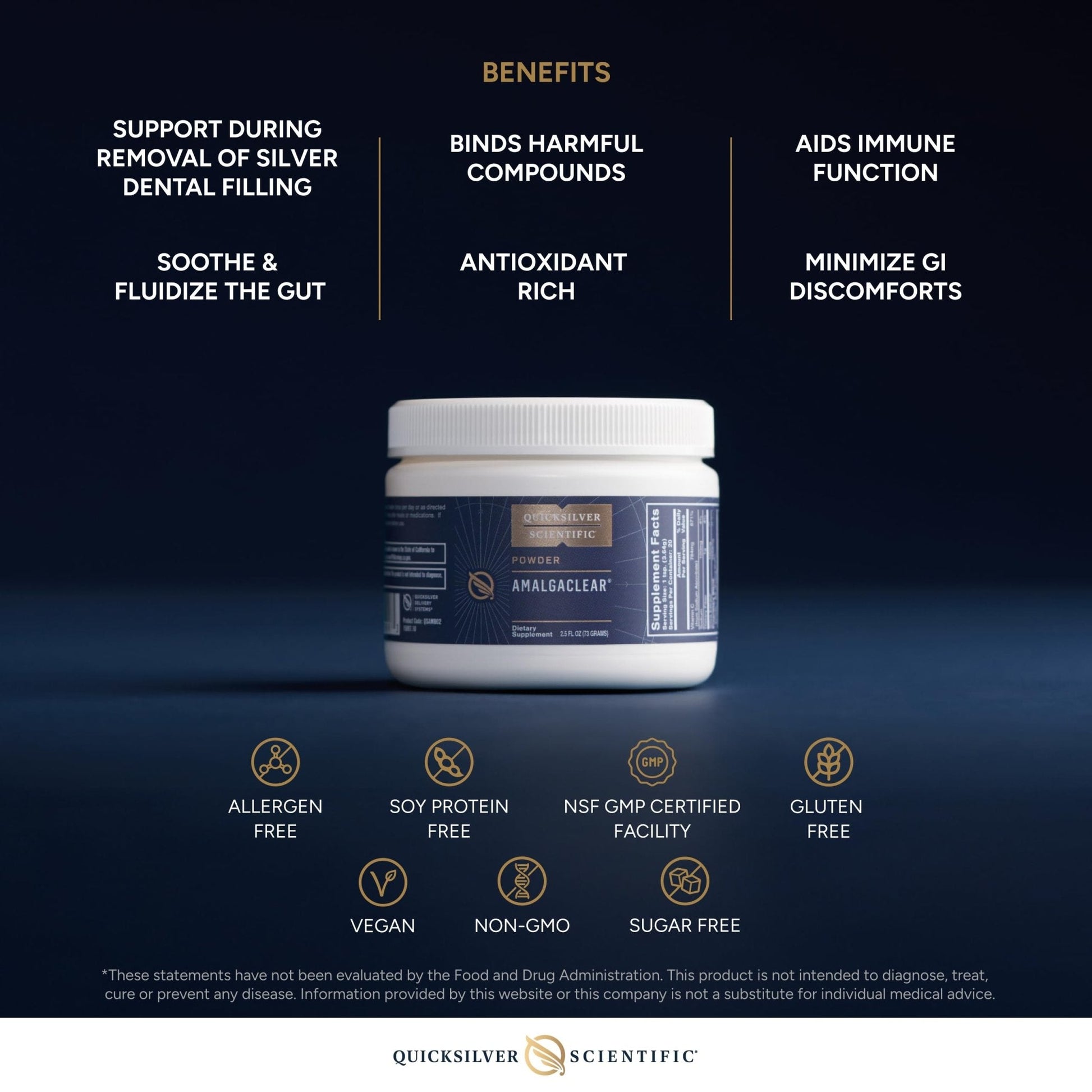 Quicksilver Scientific AmalgaClear - Detox Support with Modified Citrus Pectin & Silica Extract (73g) - Maple Wellness Supplements