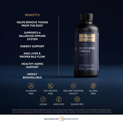 Quicksilver Scientific Glutathione Complex - Superior Absorption Antioxidant Supplement with Liquid Glutathione & Milk Thistle - Vitamin B Complex - Supplement for Daily Use (3.38 fl oz) - Maple Wellness Supplements
