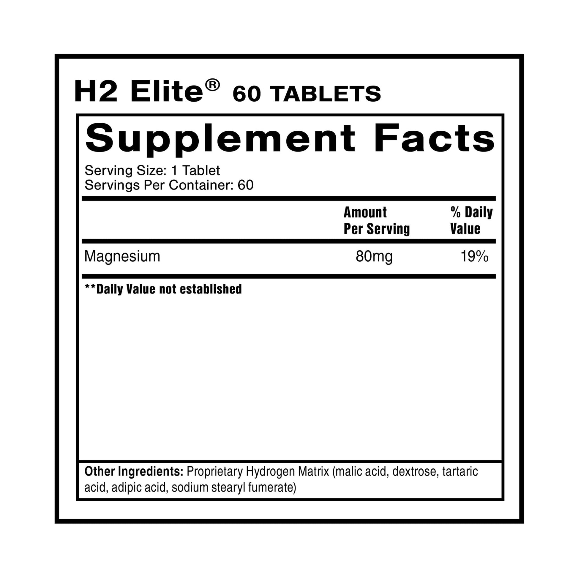 Quicksilver Scientific H2 Elite - Molecular Hydrogen for Energy + Metabolism Support, Water Tablets Perfect for Open Containers - Magnesium Malate Drink Additive (60 Molecular Hydrogen Tablets) - Maple Wellness Supplements