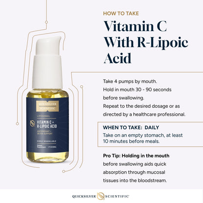 Quicksilver Scientific Vitamin C + R Lipoic Acid - Liposomal Vitamin C with RLA - Antioxidant, Detox & Immune Support Supplement - with Superior Absorption (50 ml) - Maple Wellness Supplements