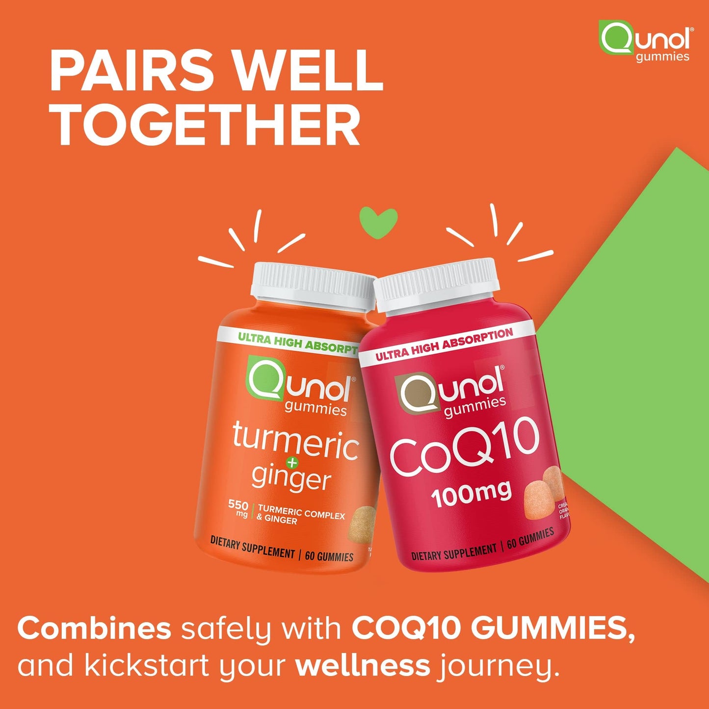Qunol Turmeric and Ginger Gummies - Joint Support Supplement with Ultra High Absorption, 90 Count Vegan and Gluten Free Gummies - Maple Wellness Supplements