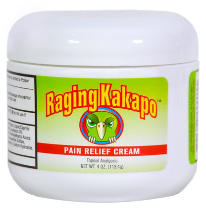 Raging Kakapo Pain Relief Cream - Sore Muscles, Joint Pain & Aches - Odor Free, Non-Greasy Pain Cream - Histamine Dihydrochloride, Capsaicin, Emu Oil & More - 4 oz. Jar - Maple Wellness Supplements