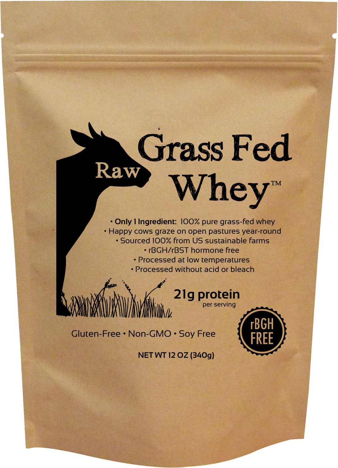 Raw Grass Fed Whey Protein Powder, Unflavored – 1 Ingredient, No Additives or Fillers, Undenatured, Made in USA, 12 oz - Maple Wellness Supplements