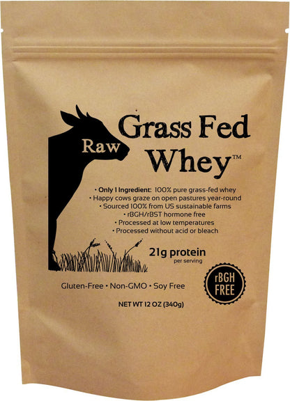 Raw Grass Fed Whey Protein Powder, Unflavored – 1 Ingredient, No Additives or Fillers, Undenatured, Made in USA, 12 oz - Maple Wellness Supplements