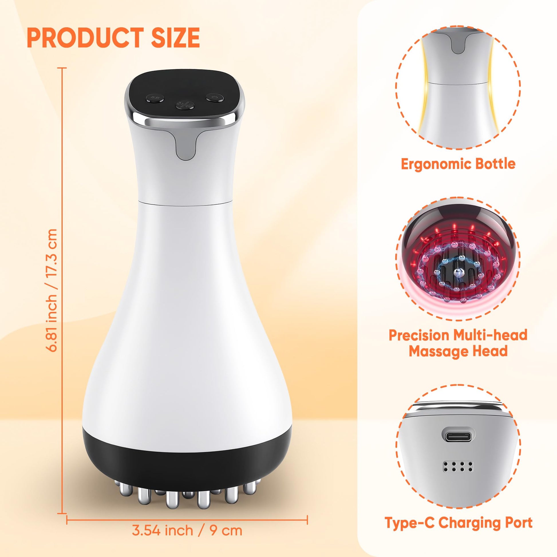 Rechargeable Lymphatic Drainage Massager & Cellulite Massage Tool with 3000mAh,Fascia Blaster for Reduce Stretch Marks for Legs, Arms & Belly,Body Sculpting Machine with Microcurrent for Office Travel - Maple Wellness Supplements