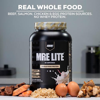 REDCON1 MRE Lite Whole Food Protein Powder, Fudge Brownie - Low Carb & Whey - Maple Wellness Supplements