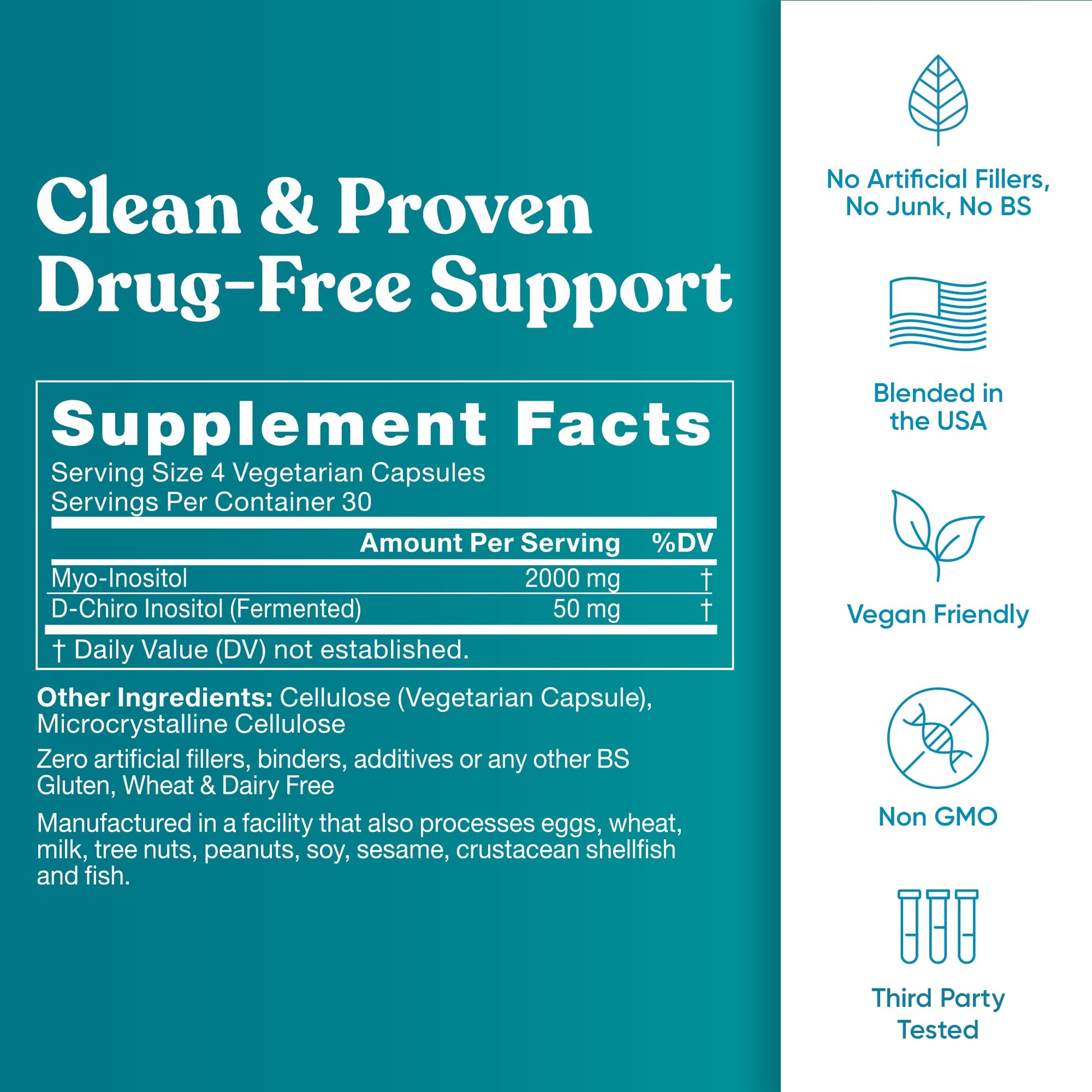 Regulate Cycle Support – Hormone Balance for Women at Optimal 40:1 Myo-Inositol 2000 mg & D-Chiro Inositol 50 mg – Supplement for Period Consistency, Menstrual & Ovulation Support – 120 Vegan Capsules - Maple Wellness Supplements