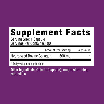 Rejuvicare Super Collagen 500 mg, Hydrolyzed Collagen Peptides for Hair, Skin & Nails, Beauty & Wellness Supplement, Supports Healthy Hydration & Elasticity, 180 Capsules, 2 Pack Value - Maple Wellness Supplements