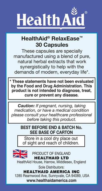 RelaxEase, Herbal Blend to Support Harmony and Tranquility, Once Daily, 30 ct, Helps Promote Health and Relaxation - Maple Wellness Supplements