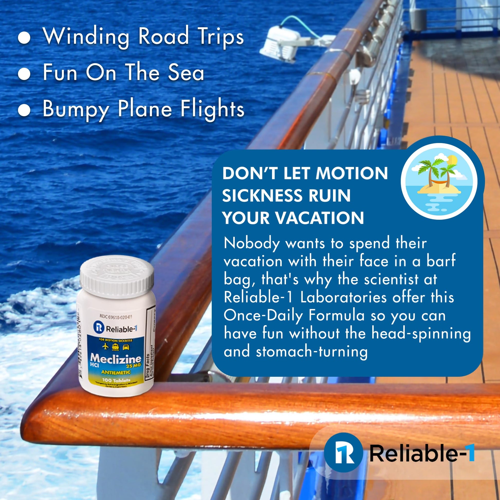 Reliable-1 Laboratories Meclizine HCL 25mg 100 Tablets (1 Bottle) - Maple Wellness Supplements