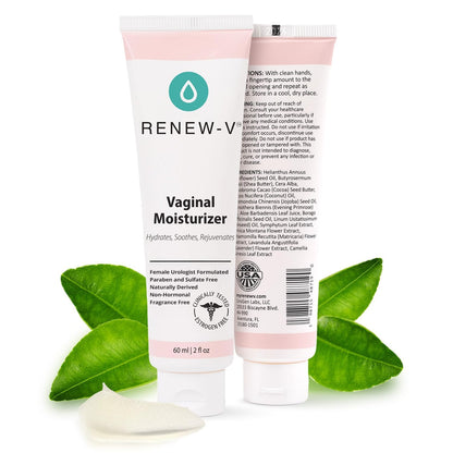 Renew-V Natural Vaginal Moisturizer For Dryness & Itching - Vulva Balm for Irritation Relief, Anti Itch & Women Menopause Support - Hormone Free, Unscented, Paraben-Free - Made in USA, 2 oz - Maple Wellness Supplements