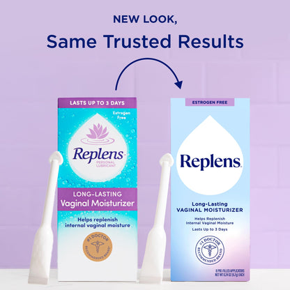 Replens Long Lasting Vaginal Moisturizer for Vaginal Dryness, Doctor Recommended & Estrogen-Free, 8 Pre-Filled Applicators - Maple Wellness Supplements