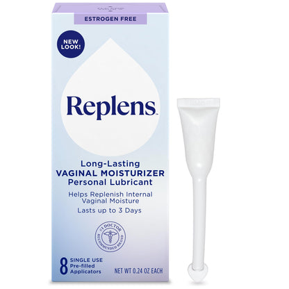 Replens Long Lasting Vaginal Moisturizer for Vaginal Dryness, Doctor Recommended & Estrogen-Free, 8 Pre-Filled Applicators - Maple Wellness Supplements