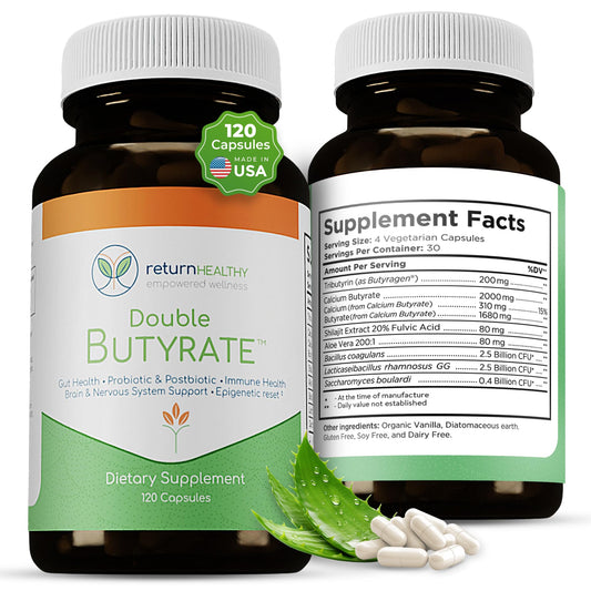 Return Healthy Double Butyrate Gut Health Supplement | Probiotic & Postbiotic Digestive Supplements for Gut Support | Enhances Immune, Brain, - Maple Wellness Supplements