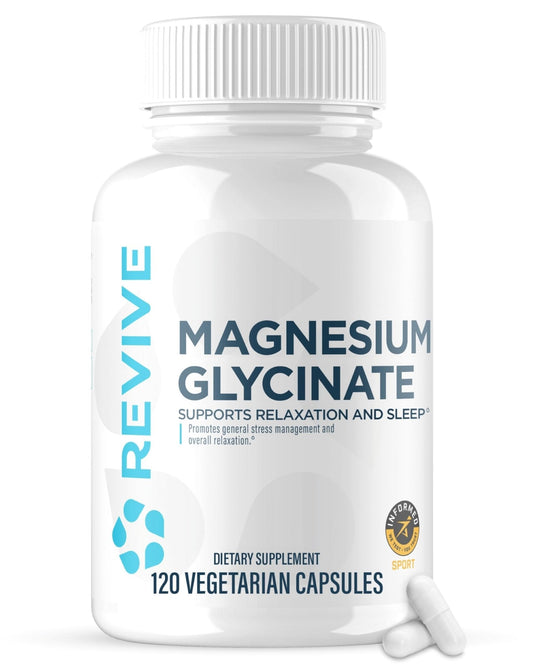 Revive MD Pure Magnesium Glycinate 200mg – High Absorption Supplement for Relaxation, Stress Relief, Sleep & Memory Support – Promotes Strong Bones - Maple Wellness Supplements