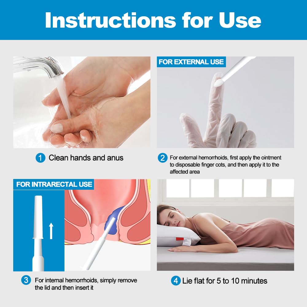 RHAICARE Hemorrhoid and Fissure Treatment Ointment (6 Pre-Filled Pack),Hemorrhoid and Fissure Cream Witch Hazel Maximum Strength Pain Relief,for Itching and Swelling - Maple Wellness Supplements