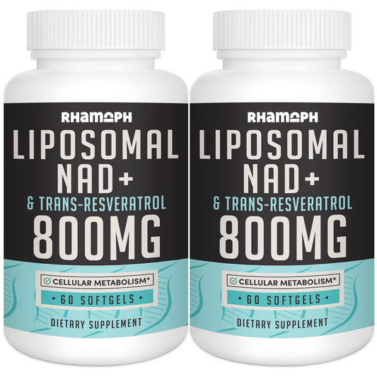 Rhamoph Liposomal NAD+ 800 mg with Trans-Resveratrol 300 mg, Max Absorption, Actual NAD+ Boosting Supplement for Healthy Aging, Cellular Energy, DNA Repair, Longevity - 120 Softgels - Maple Wellness Supplements