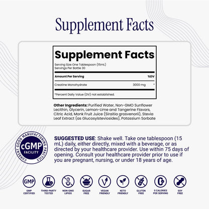 Rho Nutrition Liposomal Creatine Monohydrate - Ultra High Absorption Liquid Creatine Supplement – Promotes Lean Muscle Mass & Recovery, Supports Brain Function - Maple Wellness Supplements