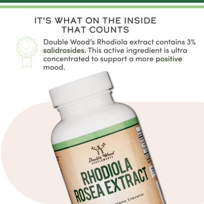 Rhodiola Rosea Supplement 500mg, 120 Vegan Capsules (Third Party Test, Gluten Free, 3% Salidrosides, 1% Rosavins Extract) for Performance, - Maple Wellness Supplements