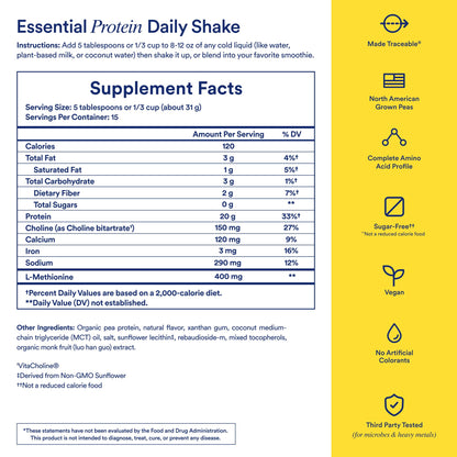 Ritual Pea Protein Powder with BCAA: 20g Organic Vegan Plant-Based Protein from Regenerative Farms in North America, Complete Amino Acid Profile, Gluten Free, Sugar Free‡, Dairy Free, Vanilla, 1 Lbs - Maple Wellness Supplements