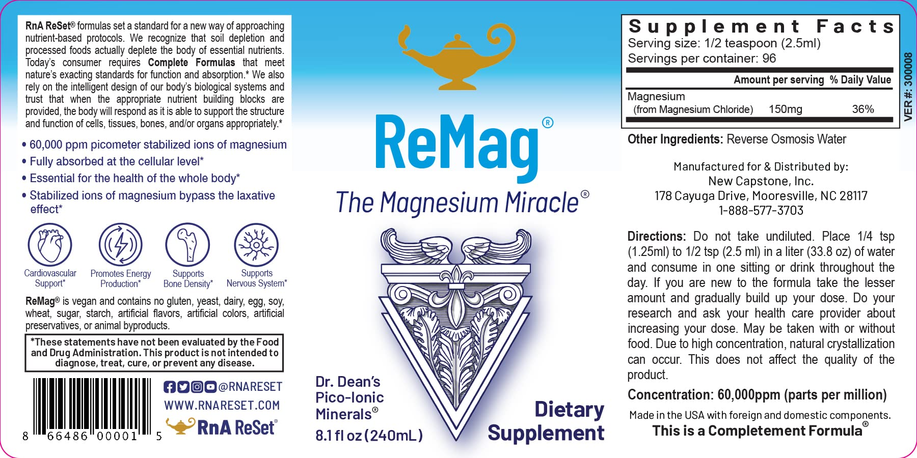 RnA ReSet ReMag & ReMyte – Liquid Magnesium and Multi-Mineral Supplement Bundle, 8.1 Fl Oz Each (2-Pack) NSF Certified - Maple Wellness Supplements