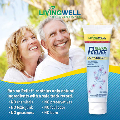 RUB ON RELIEF Fast Acting, Natural Joint and Ache Cream for Muscles, Neck, Back - Maple Wellness Supplements