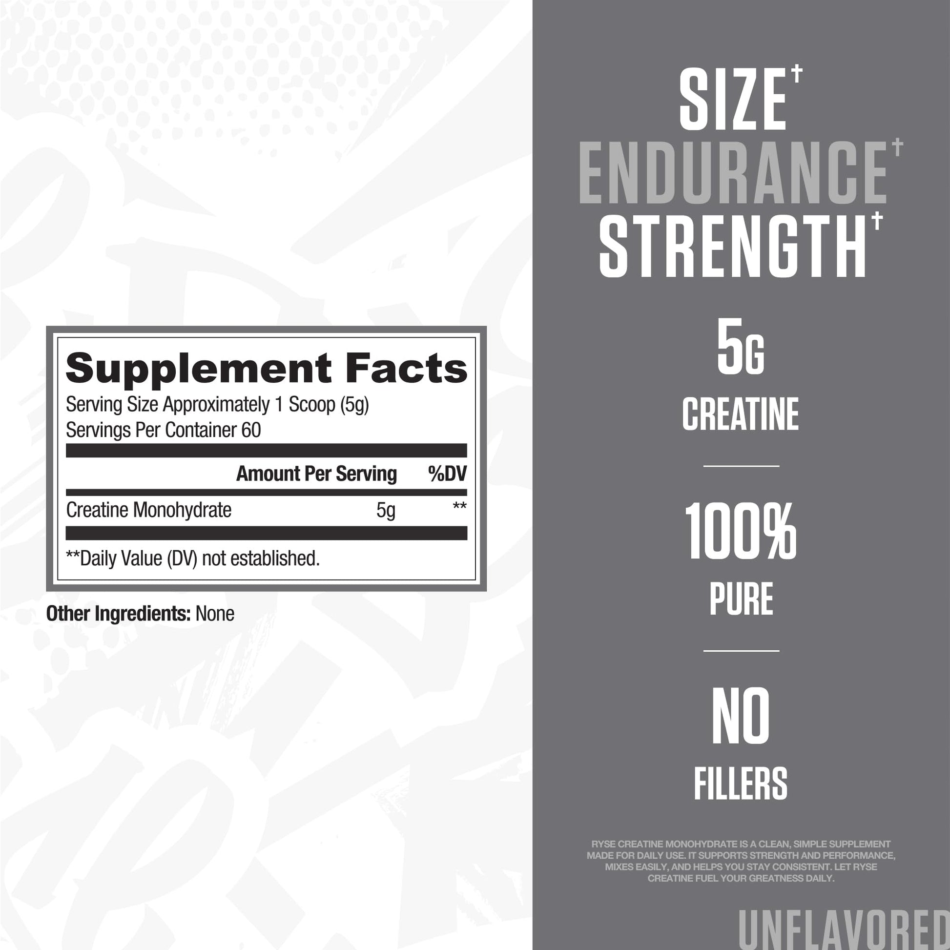 RYSE Creatine Monohydrate Powder - Unflavored - Supports Men & Women Lean Muscle Growth, Strength, Power, and Endurance - Helps Reduce Fatigue - Maple Wellness Supplements