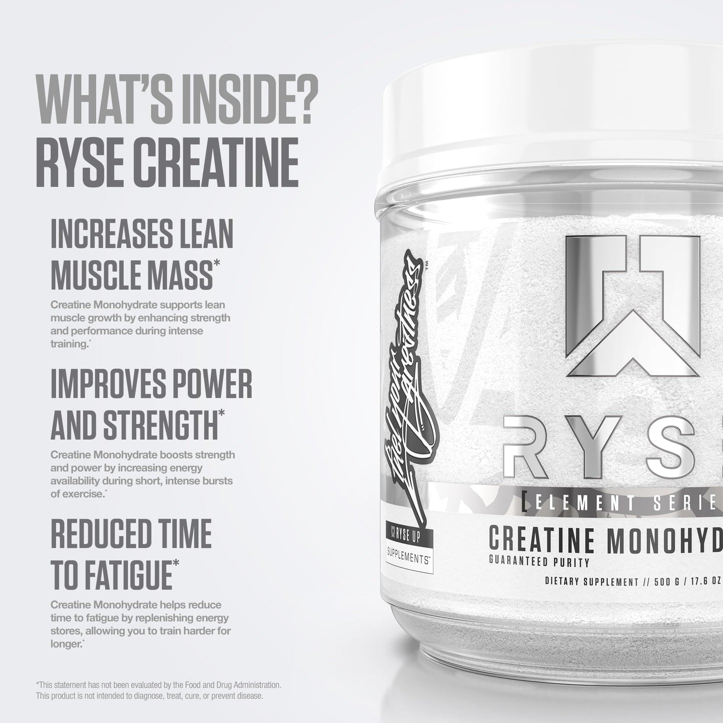 RYSE Creatine Monohydrate Powder - Unflavored - Supports Men & Women Lean Muscle Growth, Strength, Power, and Endurance - Helps Reduce Fatigue and Improve Workout Recovery - 100 Servings. - Maple Wellness Supplements