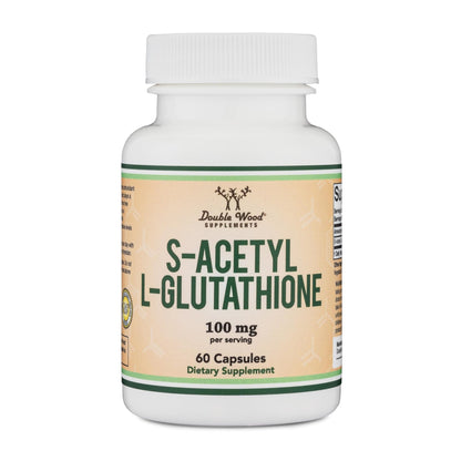 S-Acetyl L-Glutathione Capsules - 100mg, 60 Count (Acetylated Glutathione Antioxidant - More Absorbable Than Glutathione and Liposomal Glutathione, Non-GMO and Gluten Free) by Double Wood - Maple Wellness Supplements