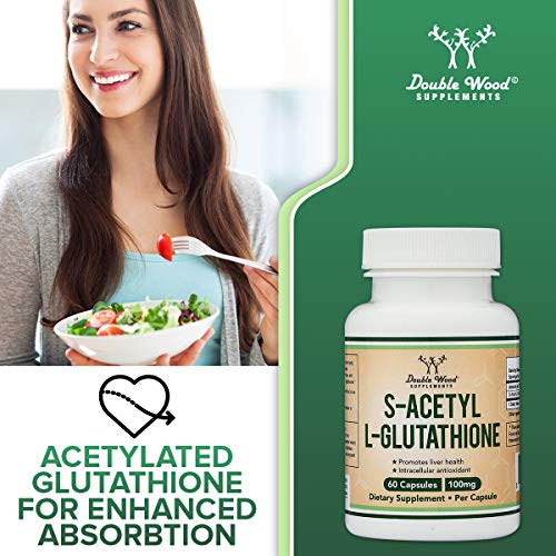 S-Acetyl L-Glutathione Capsules - 100mg, Manufactured and Tested in The USA, 60 Count - Maple Wellness Supplements