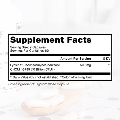 Saccharomyces Boulardii Probiotics 10 Billion CFU Made in USA | No Fillers Patented Strain: Lynside CNCM I-3799 Probiotics for Men and Women - Maple Wellness Supplements