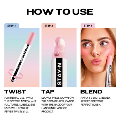 Sacheu Cheek STAY-N Liquid Blush for Cheeks — High Pigment, Buildable, Lightweight Cream Blush for Dewy & Radiant Flushed Cheeks — Long-lasting & Cruelty Free, I'm Playful - Maple Wellness Supplements