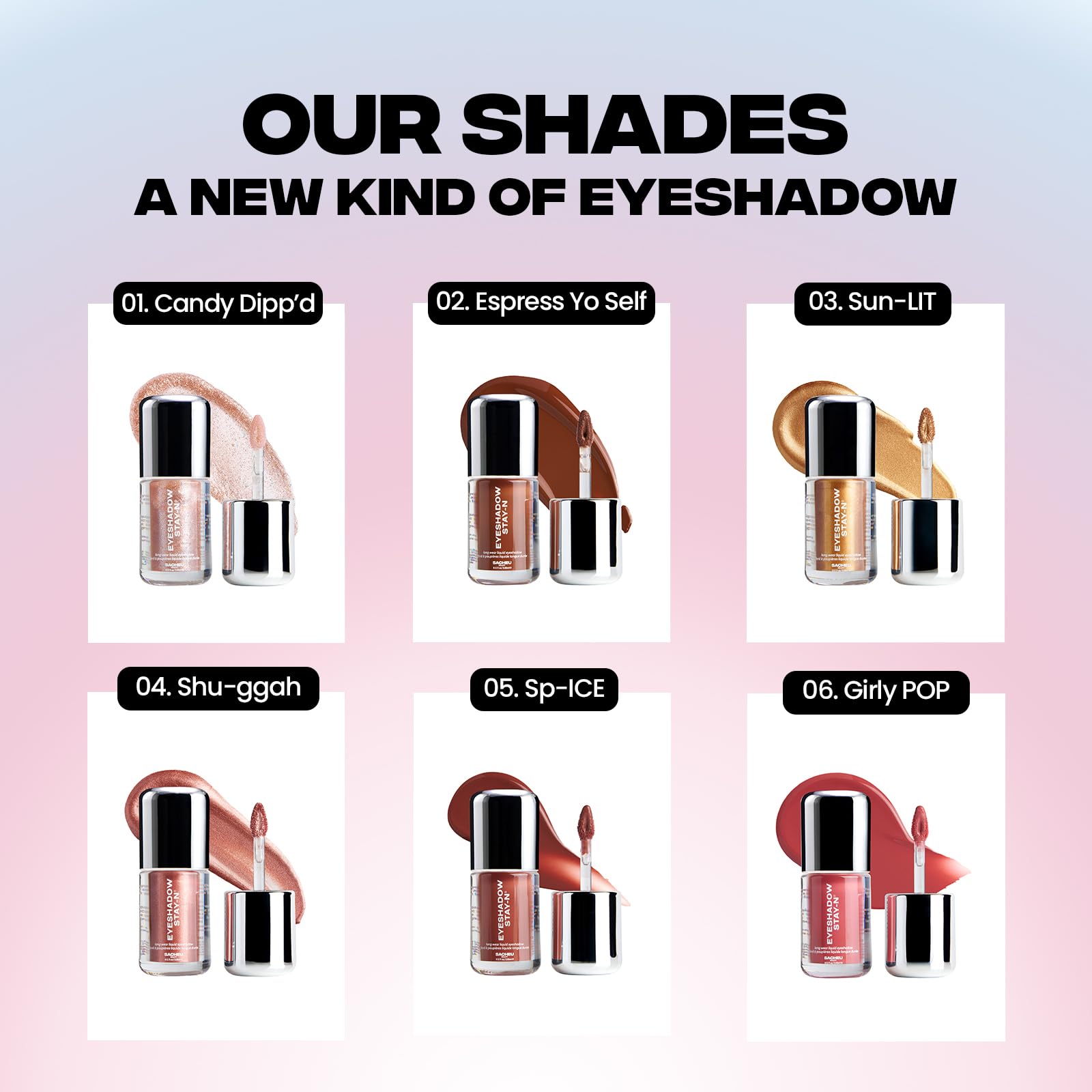 Sacheu Liquid Eyeshadow STAY-N Longwear Eye Makeup — Buildable Highly Pigmented & Blendable Eye Shadow Cream in Matte & Shimmer Finishes, Candy Dipp’d - Maple Wellness Supplements