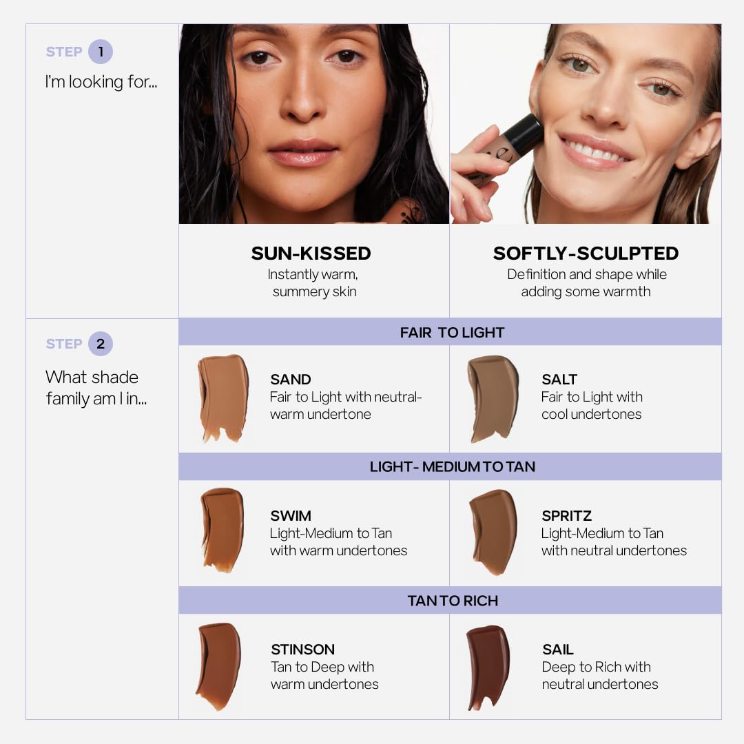 Saie Dew Bronze - Hydrating Liquid Bronzer Stick For a Sun Kissed Glow - Liquid Contour Stick Infused with Nourishing Skin Care Ingredients - Sculpted Face Makeup Essential - Sand (0.4 oz) - Maple Wellness Supplements