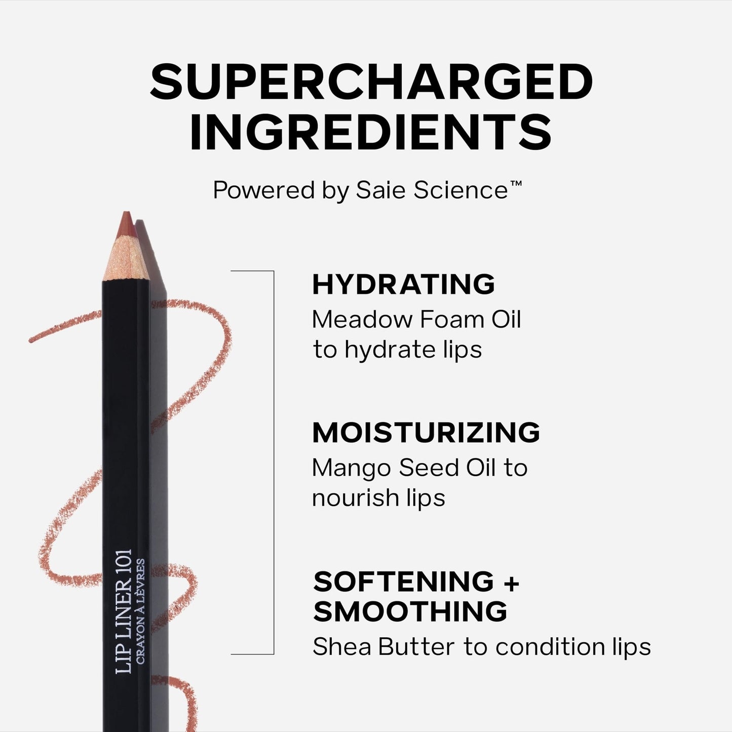 Saie Lip Liner 101 - Lip Pencil Made with a Creamy, Soft Matte Formula for a Naturally Framed or Fully Filled Look - Supercharged with Shea Butter & Jojoba Oil - Tease (.05 oz) - Maple Wellness Supplements