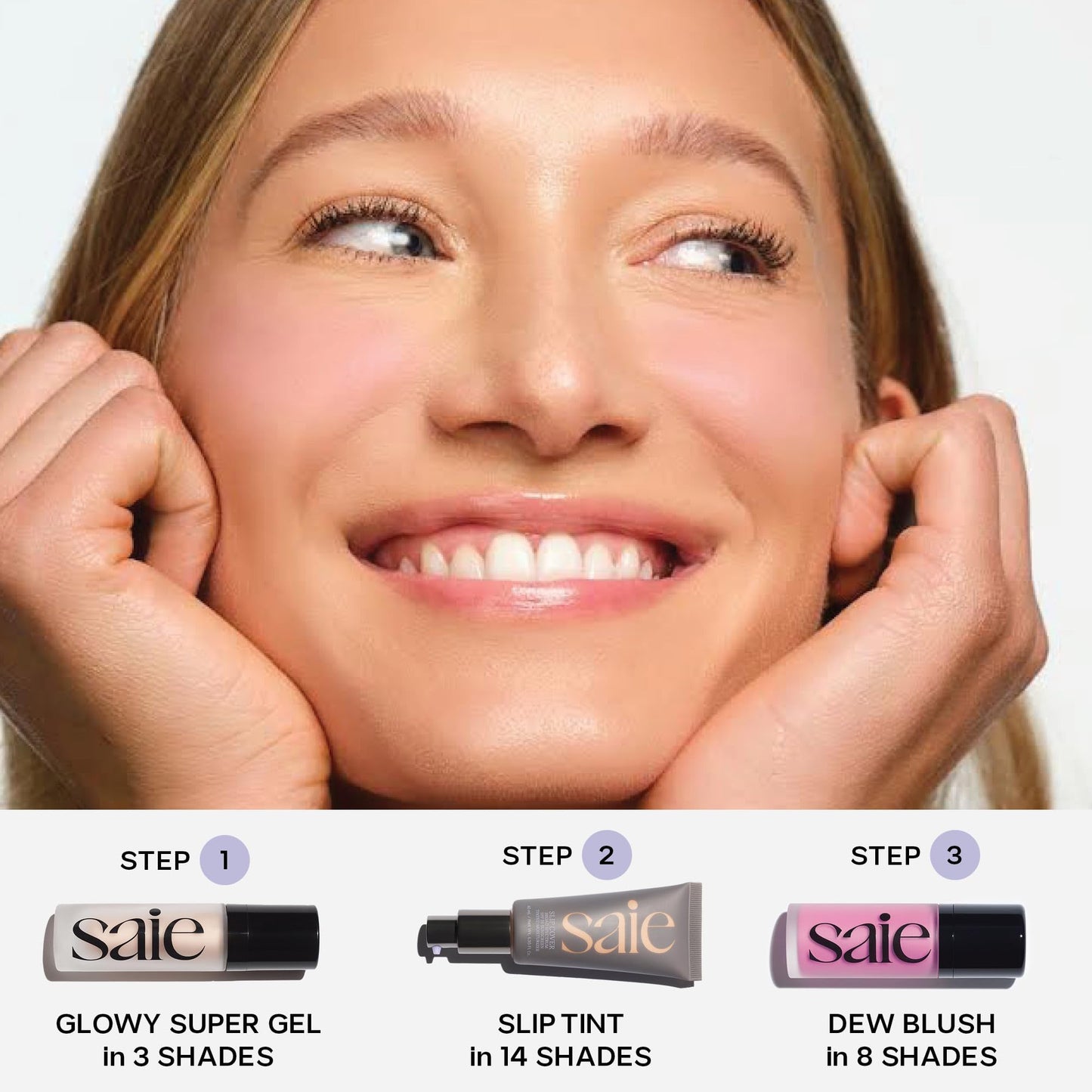 Saie Mini Glowy Super Gel Lightweight llluminator & Makeup Primer - Sunglow (0.5 oz) + Dew Blush - Lightweight Liquid Blush with a Blendable + Buildable Cream Finish - Sweetie (.40 oz) - Maple Wellness Supplements