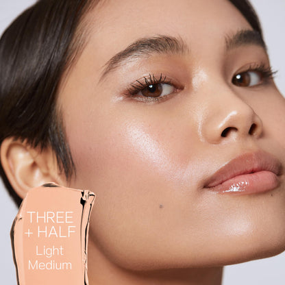 Saie Slip Tint Tinted Moisturizer with SPF 35 - Light Coverage, Glowy Skin Tint & Mineral Sunscreen for Face with Hydrating Hyaluronic Acid - Summer Makeup Essential - Shade Three + Half (1.35 oz) - Maple Wellness Supplements