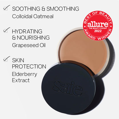 Saie Sun Melt Cream Bronzer - Buildable Balm Face Bronzer for Effortless Sculpting - Cream Contour Enriched with Vitamin C, Nourishing Skincare Ingredients & a Natural Finish - Tan Bronze (1 oz) - Maple Wellness Supplements